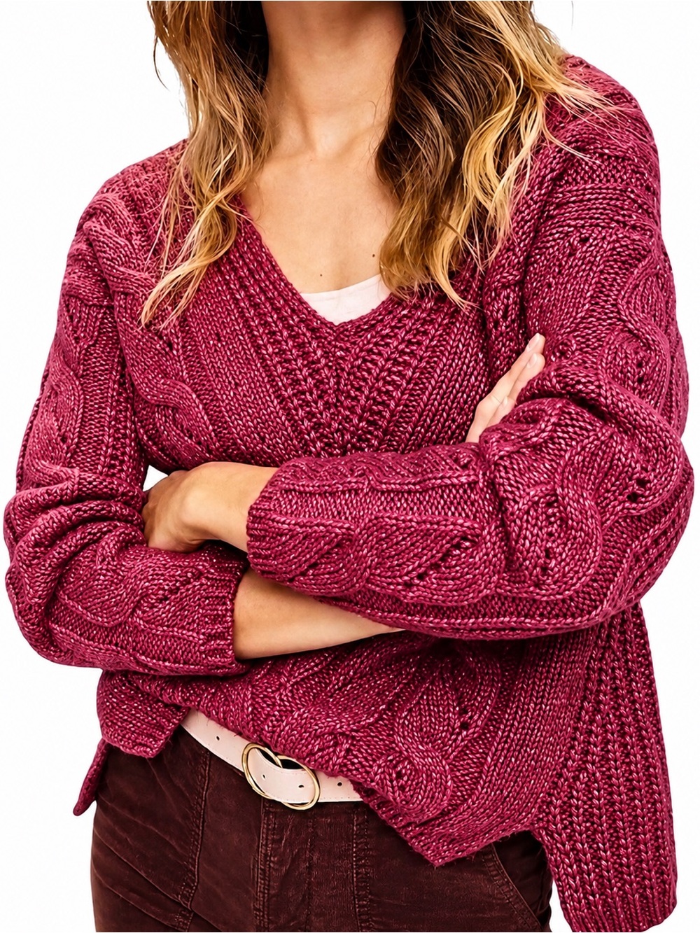 Anthropologie Ramona Cable Knit Sweater Violet size XS Alpaca Wool Blend, Warm